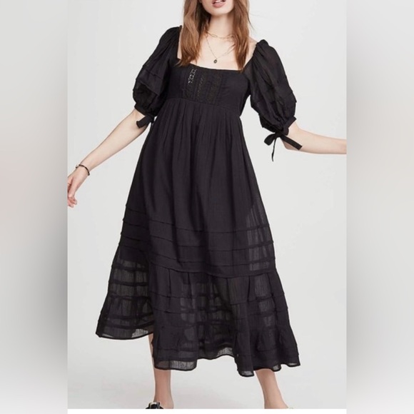 Free People Lets Be Friends Midi Dress in Black size large - Picture 1 of 6